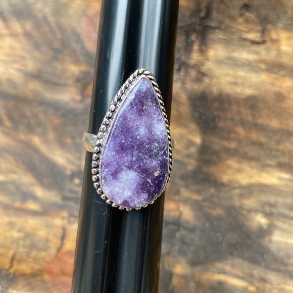 Lepidolite and 925 sterling dipped ring size 10 NEW - Picture 7 of 12